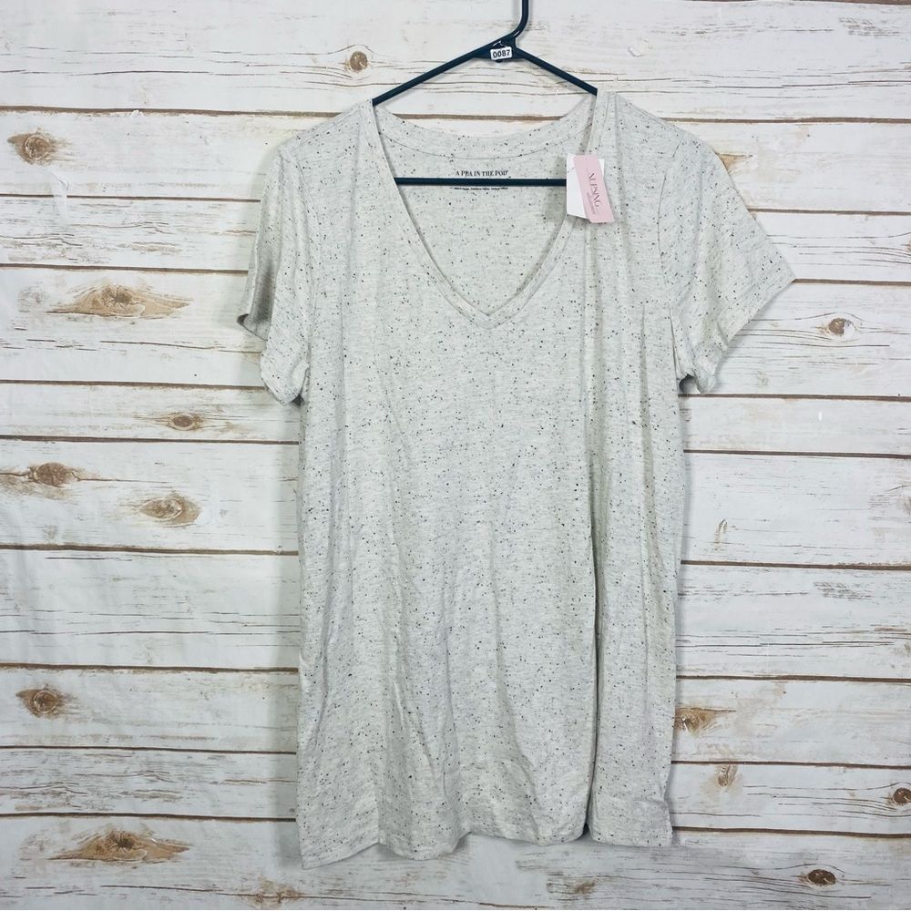 A Pea in the Pod Maternity Light Gray Speckled V-Neck Women's Tee Size L